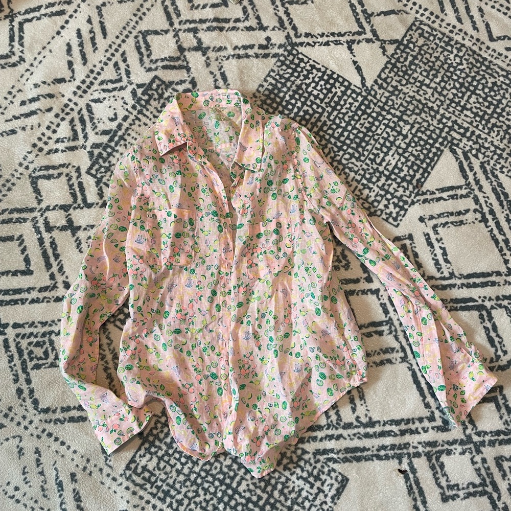Lilly Pulitzer Sea View Fruit Button-Up Shirt - Medium EUC